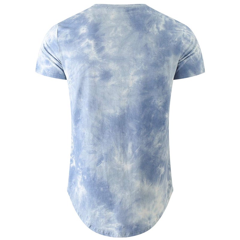 KLIEGOU Men's Hip hop Tie Dye Short Sleeve T-Shirt(K271 Blue XL) - Image 2